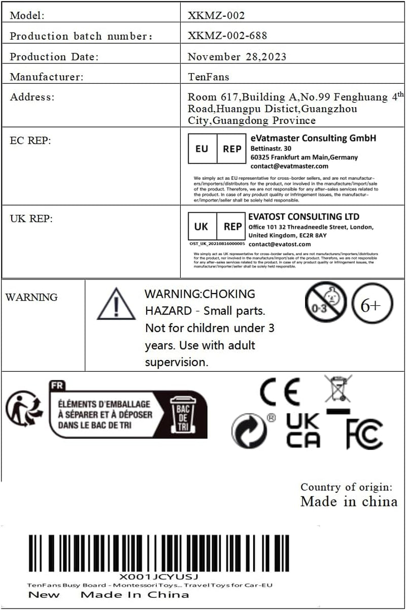 Tenfans Montessori Busy Board | 3-5 Year Old Toddler Learning Toy | Fine Motor Skills Development | Montessori Sensory Playset | Early Childhood Education Tool | Portable Travel Preschool Activity Kit