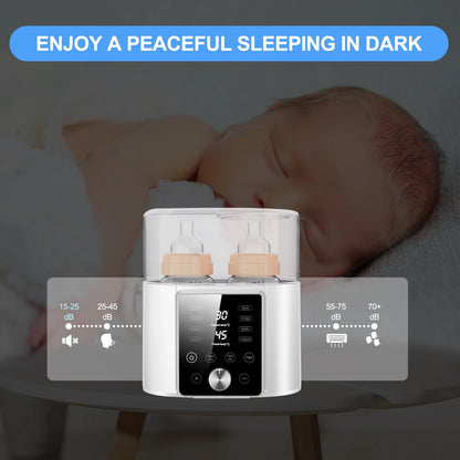 Baby Bottle Warmer, 12 in 1 Babies Fast Milk Warmer & Sterilizer Double Food Heater & Defrost Bpa-Free with LCD Display, Timer & 24H Temperature Control for Breastmilk & Formula