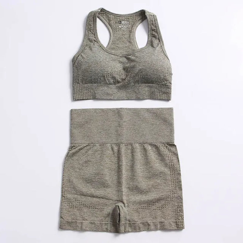 Seamless Yoga Suit 2/3/5 Pcs Sports Shirts Crop Top Seamless Leggings Sport Set Gym Clothes Fitness Tracksuit Workout Set Femme