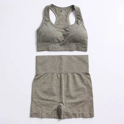 Seamless Yoga Suit 2/3/5 Pcs Sports Shirts Crop Top Seamless Leggings Sport Set Gym Clothes Fitness Tracksuit Workout Set Femme