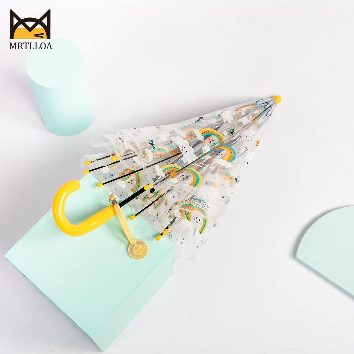 MRTLLOA Kids Clear Bubble Umbrella with an Easy Grip Curved Handle, Safety Transparent Dome Bubble Umbrella for Toddler Boys Girls