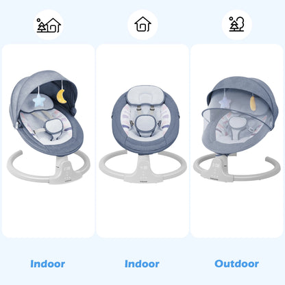 Baby Swing for Infants - APP Remote Bluetooth Control, 5 Speed Settings, 10 Lullabies, USB Plug (Blue)