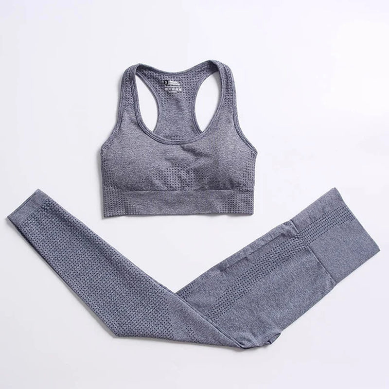Seamless Yoga Suit 2/3/5 Pcs Sports Shirts Crop Top Seamless Leggings Sport Set Gym Clothes Fitness Tracksuit Workout Set Femme