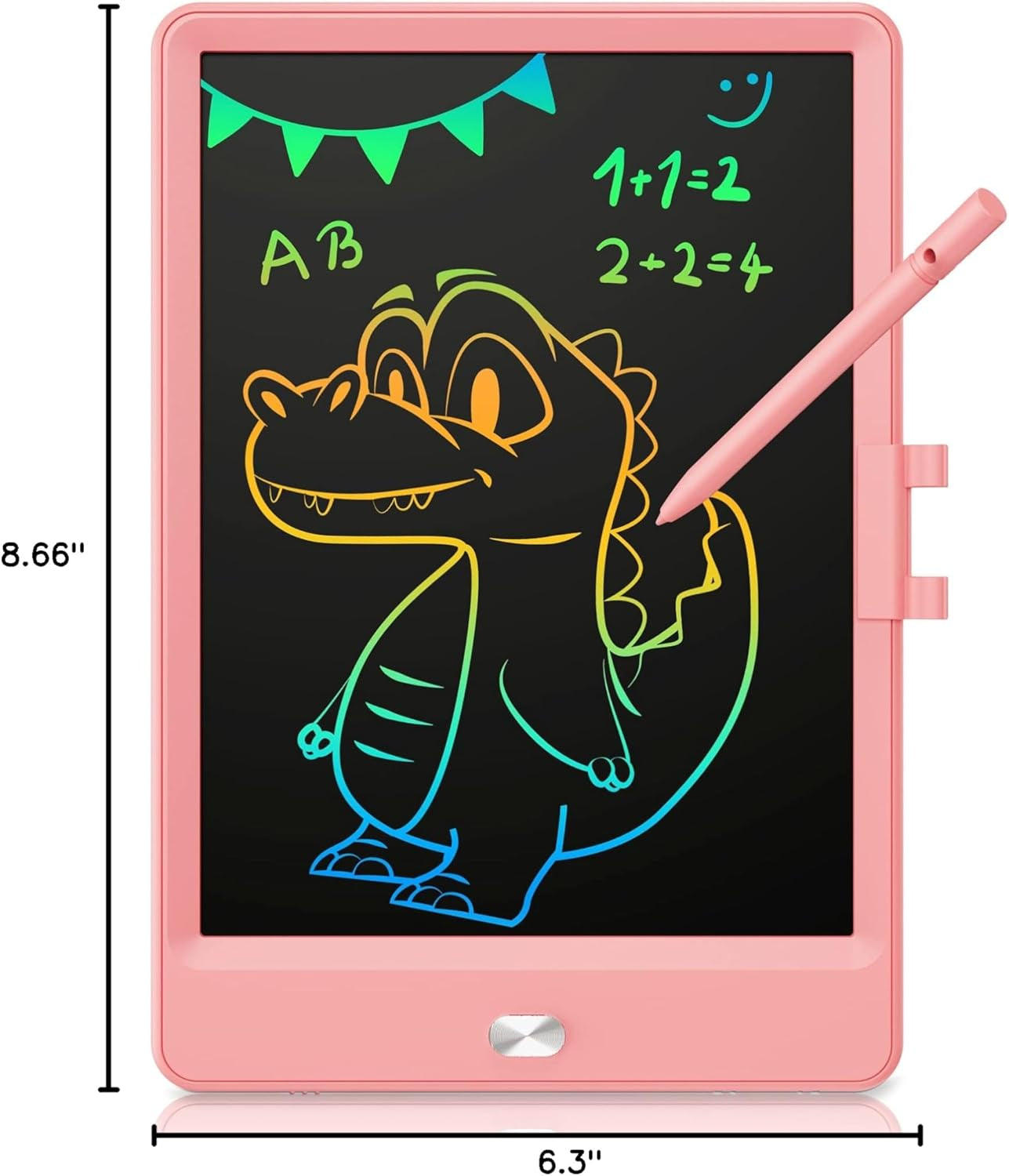 KOKODI LCD Writing Tablet, 8.5 Inch Toddler Doodle Board Drawing Tablet, Erasable Reusable Electronic Drawing Pads, Educational and Learning Toy for 3-8 Years Old Boy and Girls (Pink)