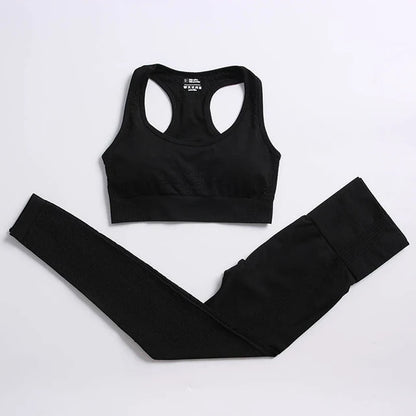 Seamless Yoga Suit 2/3/5 Pcs Sports Shirts Crop Top Seamless Leggings Sport Set Gym Clothes Fitness Tracksuit Workout Set Femme