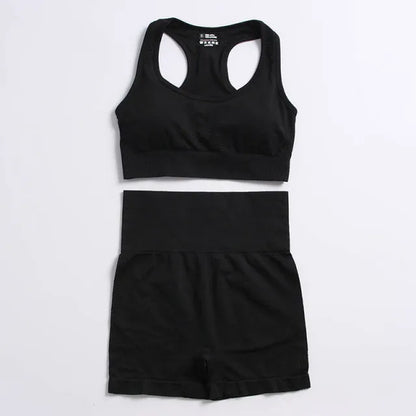 Seamless Yoga Suit 2/3/5 Pcs Sports Shirts Crop Top Seamless Leggings Sport Set Gym Clothes Fitness Tracksuit Workout Set Femme