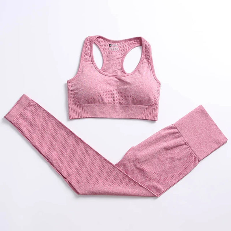 Seamless Yoga Suit 2/3/5 Pcs Sports Shirts Crop Top Seamless Leggings Sport Set Gym Clothes Fitness Tracksuit Workout Set Femme
