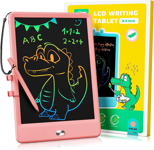KOKODI LCD Writing Tablet, 8.5 Inch Toddler Doodle Board Drawing Tablet, Erasable Reusable Electronic Drawing Pads, Educational and Learning Toy for 3-8 Years Old Boy and Girls (Pink)