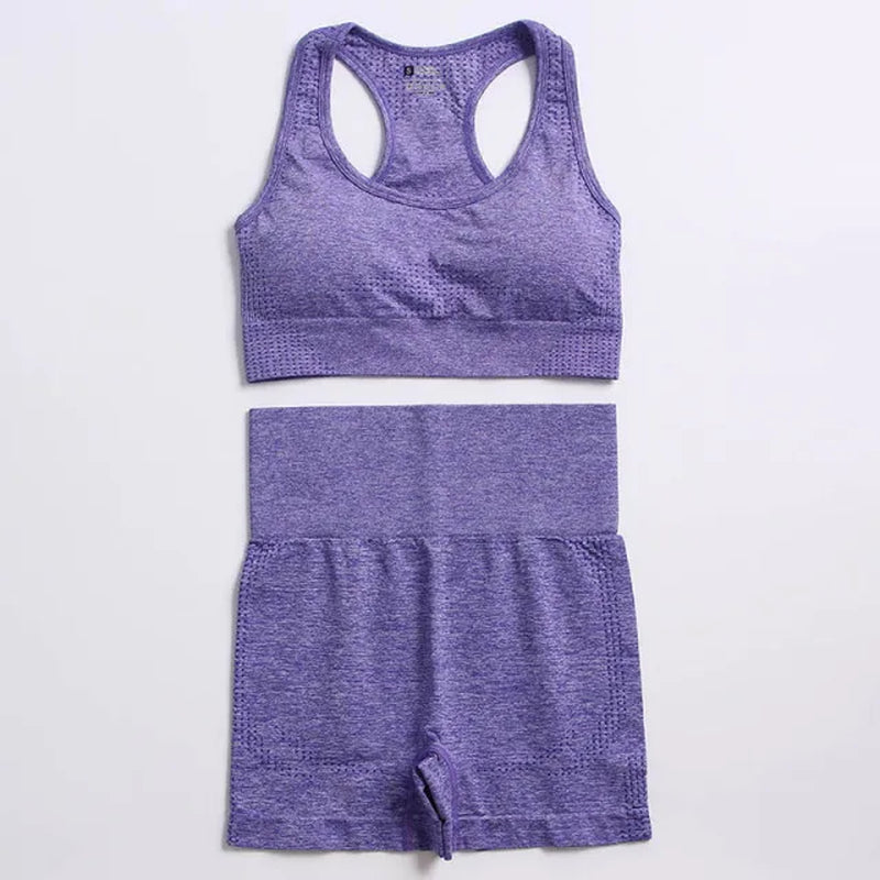 Seamless Yoga Suit 2/3/5 Pcs Sports Shirts Crop Top Seamless Leggings Sport Set Gym Clothes Fitness Tracksuit Workout Set Femme