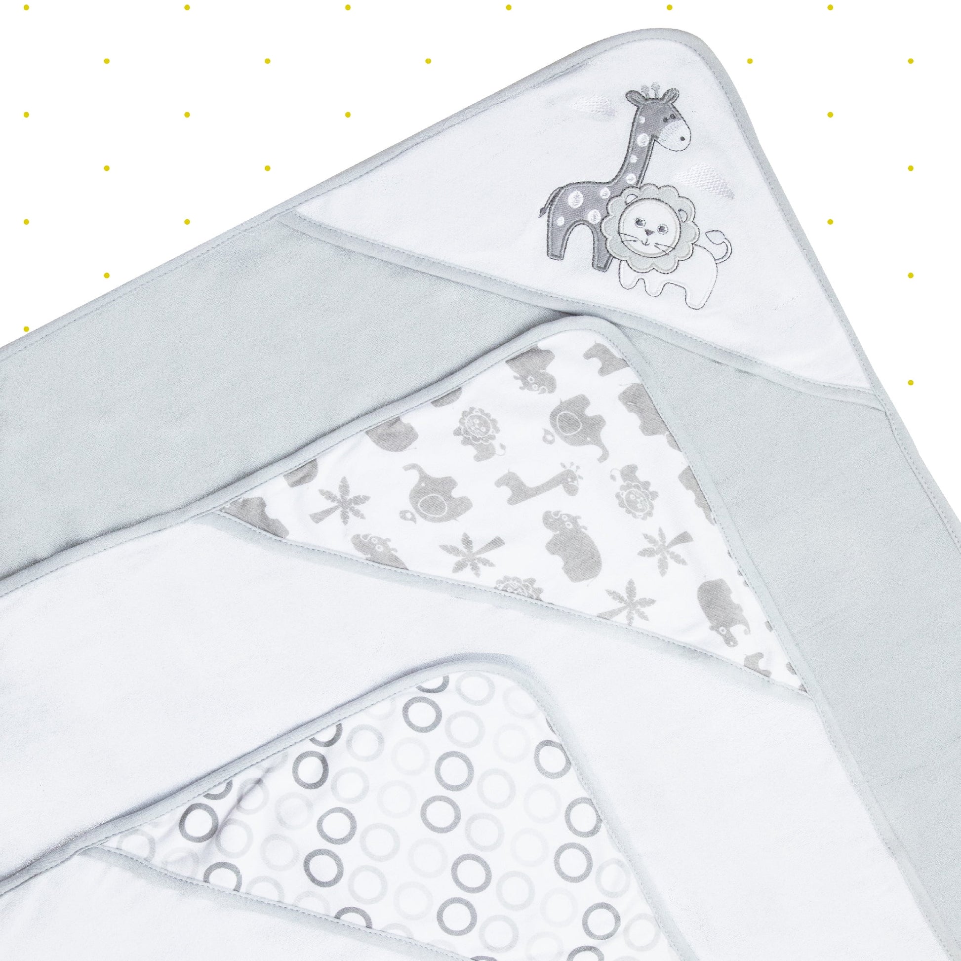 Bath Hooded Towels & Washcloths Set for Babies, 23-Piece Gift Set, Gray Lion