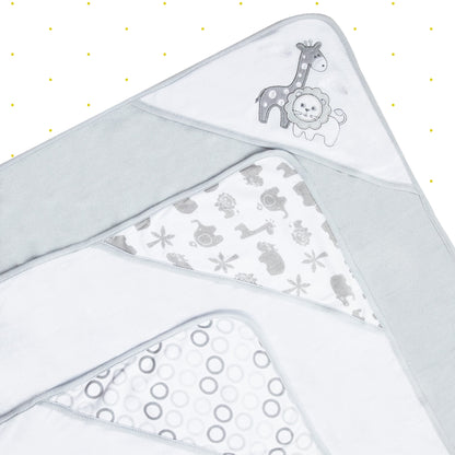 Bath Hooded Towels & Washcloths Set for Babies, 23-Piece Gift Set, Gray Lion