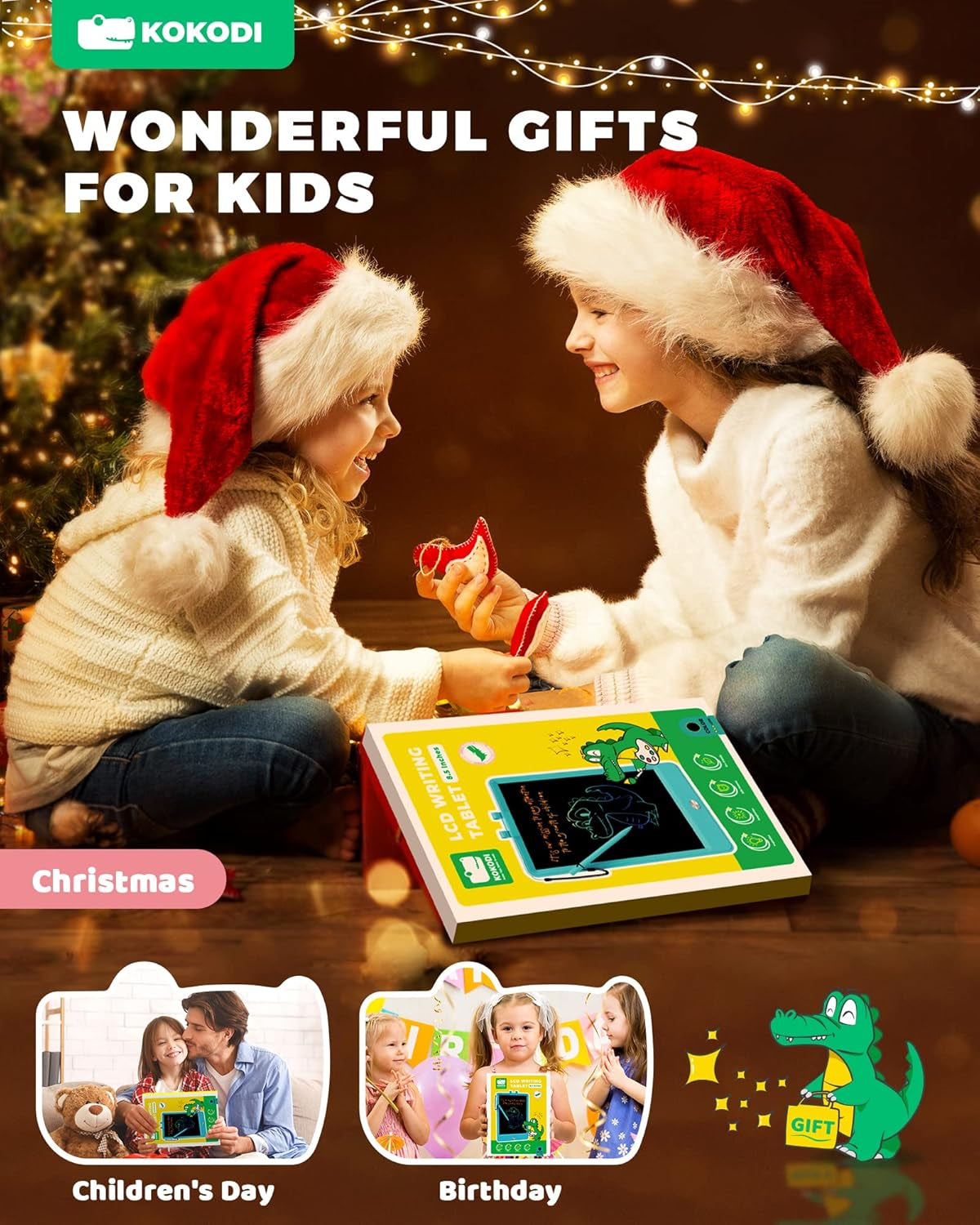 KOKODI LCD Writing Tablet, 8.5 Inch Toddler Doodle Board Drawing Tablet, Erasable Reusable Electronic Drawing Pads, Educational and Learning Toy for 3-8 Years Old Boy and Girls (Pink)