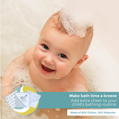 Bath Hooded Towels & Washcloths Set for Babies, 23-Piece Gift Set, Gray Lion