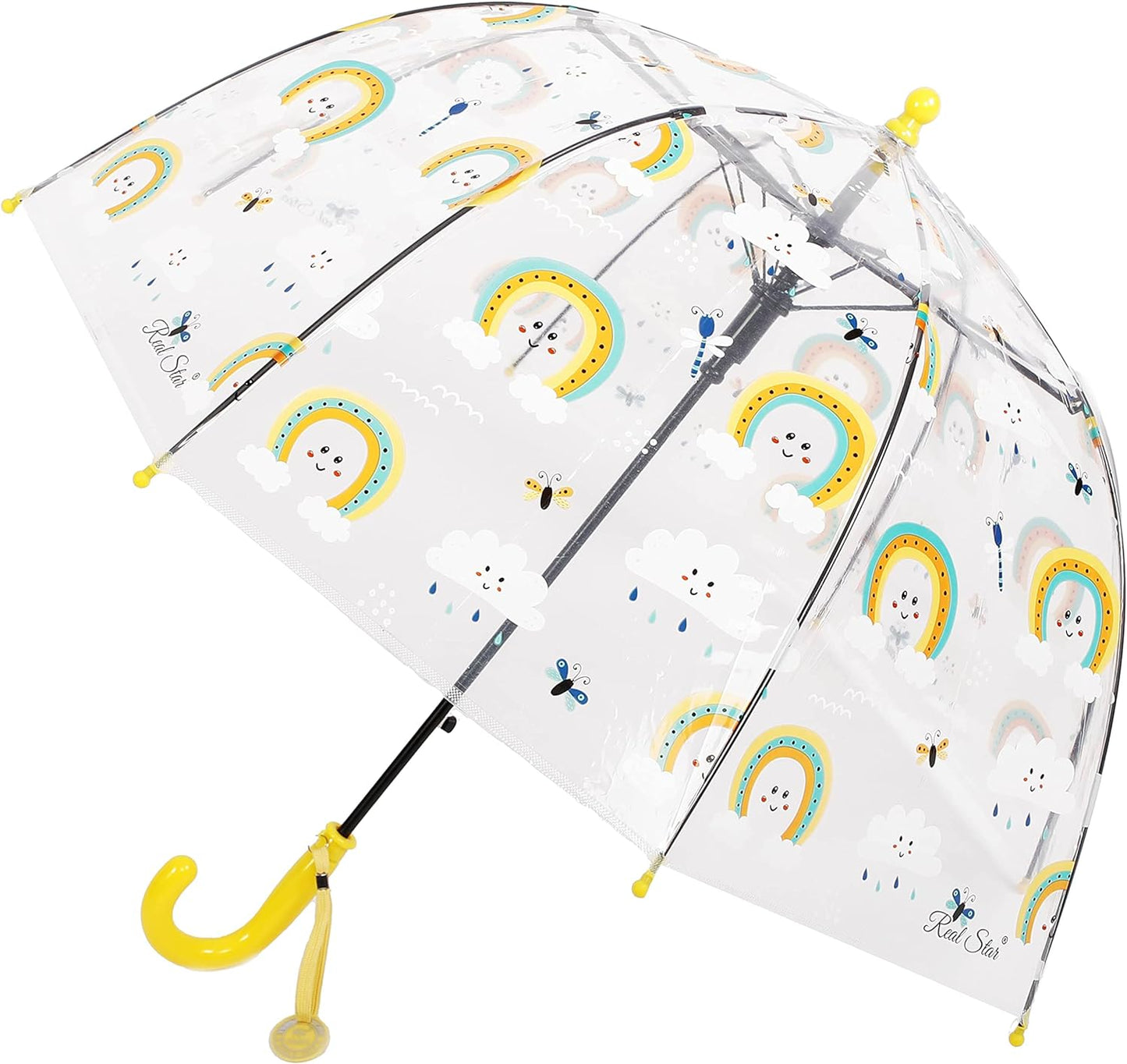 MRTLLOA Kids Clear Bubble Umbrella with an Easy Grip Curved Handle, Safety Transparent Dome Bubble Umbrella for Toddler Boys Girls