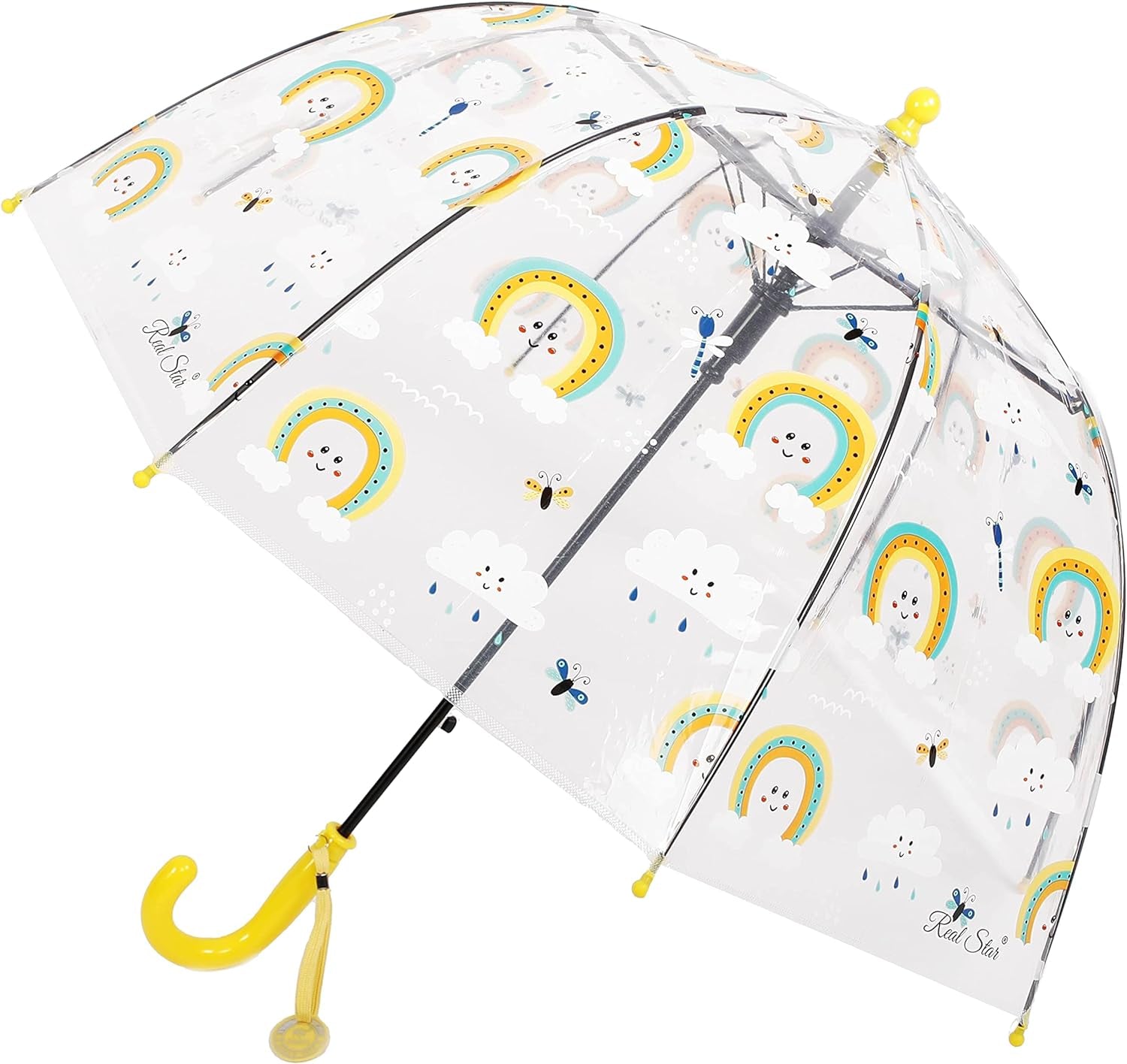 MRTLLOA Kids Clear Bubble Umbrella with an Easy Grip Curved Handle, Safety Transparent Dome Bubble Umbrella for Toddler Boys Girls