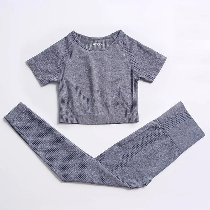 Seamless Yoga Suit 2/3/5 Pcs Sports Shirts Crop Top Seamless Leggings Sport Set Gym Clothes Fitness Tracksuit Workout Set Femme