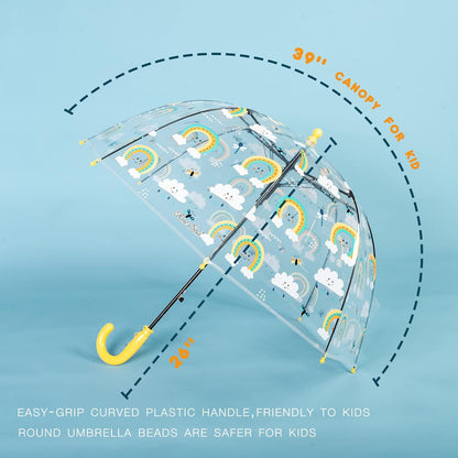 MRTLLOA Kids Clear Bubble Umbrella with an Easy Grip Curved Handle, Safety Transparent Dome Bubble Umbrella for Toddler Boys Girls